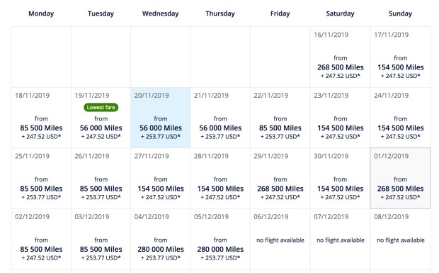  SFO to CPH in November/December of 2019 